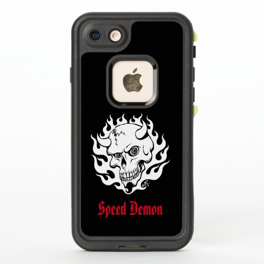 Coque LifeProof Pour iPhone Crâne démon personnalisé en flammes (Dos)