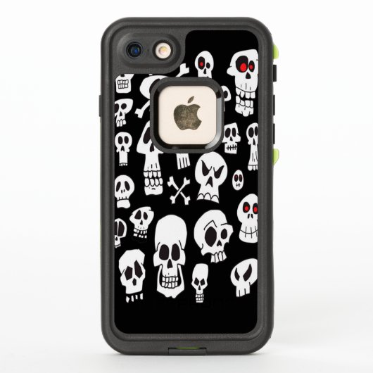 Coque LifeProof Pour iPhone Crânes tirés à la main sur noir (Dos)
