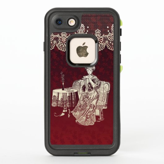 Coque LifeProof Pour iPhone dame boit du thé (Dos)