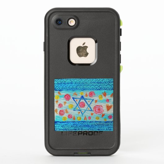 Coque LifeProof Pour iPhone Drapeau israélien lunaire avec fleurs & coeurs (Dos)