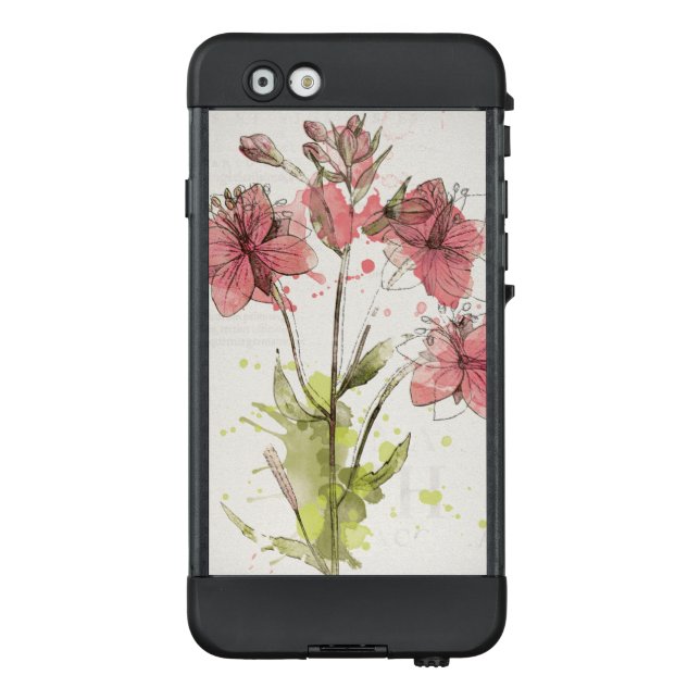 Coque LifeProof Pour iPhone Éclaboussure rose foncée florale (Dos)