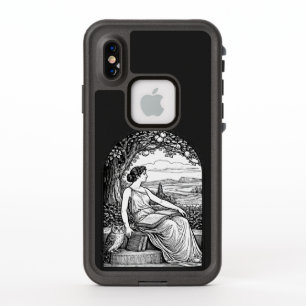 Femme Art Nouveau lisant sous un arbre d'époque