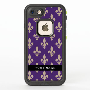 Fleur de Lis, Beige sur Violet, Royal, Votre Nom