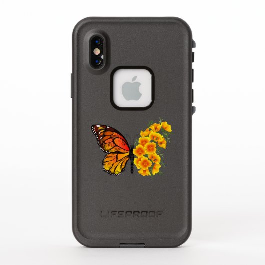 Coque LifeProof Pour iPhone Flower Butterfly with Yellow California Poppy (Dos)