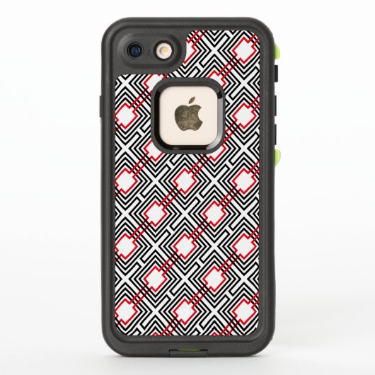 Coque LifeProof Pour iPhone Géométrique rouge et blanc noir (Dos)