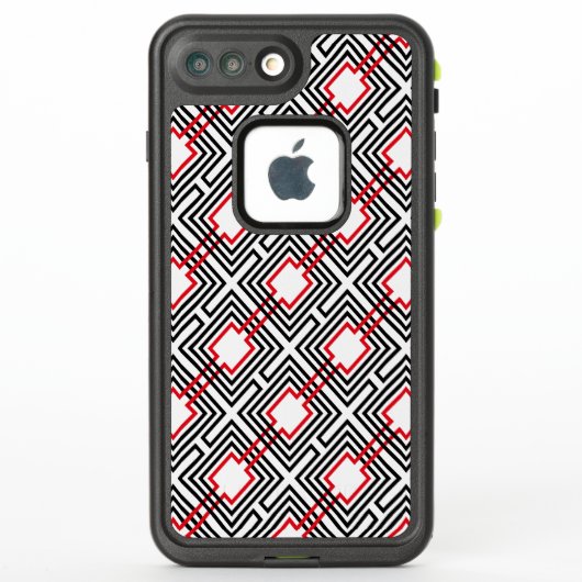 Coque LifeProof Pour iPhone Géométrique rouge et blanc noir (Dos)