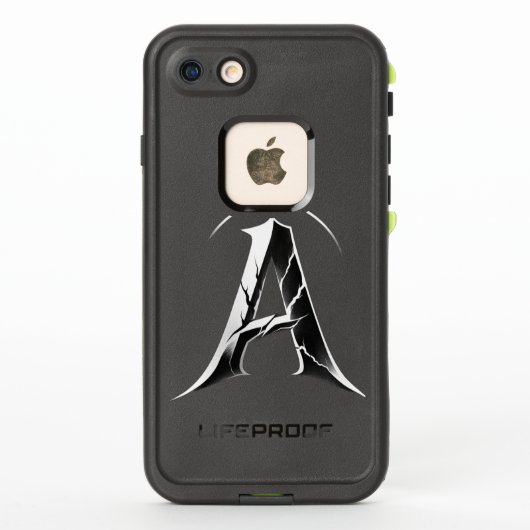 Coque LifeProof Pour iPhone Gothic Cracked Initial A Phone Case - Dark Minimal (Dos)