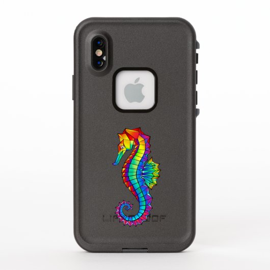 Coque LifeProof Pour iPhone Hippocampe polygonal arc-en-ciel (Dos)