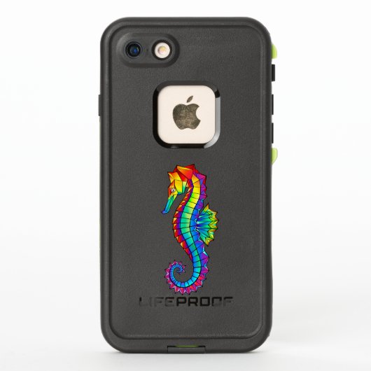 Coque LifeProof Pour iPhone Hippocampe polygonal arc-en-ciel (Dos)