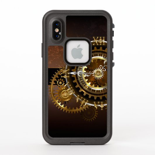 Coque LifeProof Pour iPhone Horloge Steampunk avec des engrenages anciens (Dos)