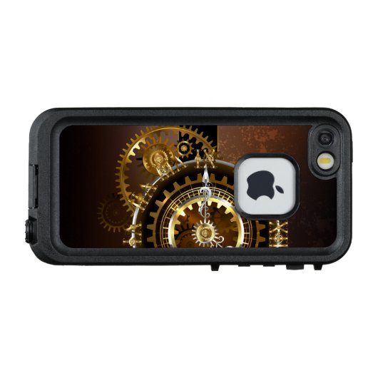 Coque LifeProof Pour iPhone Horloge Steampunk avec des engrenages anciens (Dos Horizontal)