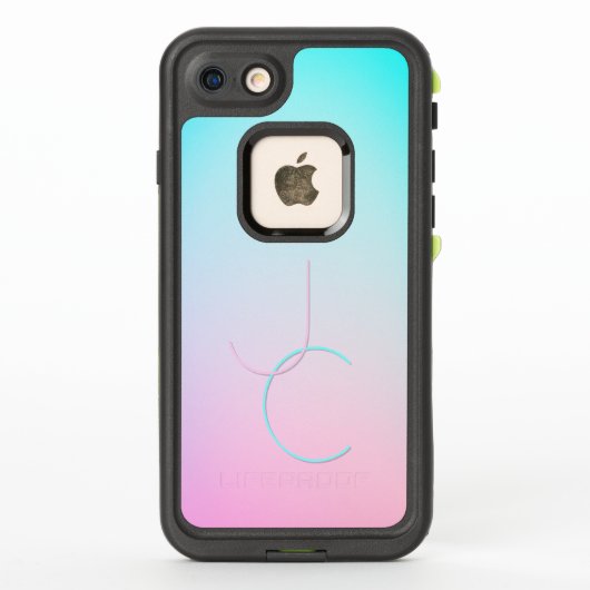 Coque LifeProof Pour iPhone Initiales de chevauchement modernes 2 | Rose turqu (Dos)
