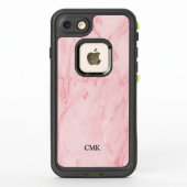 Coque LifeProof Pour iPhone Marbre rose Monogramme (Dos)