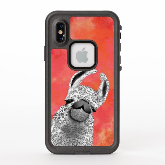 Coque LifeProof Pour iPhone Moma Llama avec aquarelle de Llama blanc (Dos)