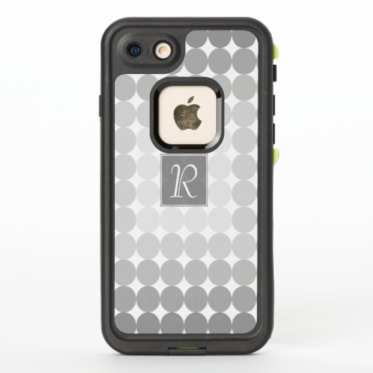 Coque LifeProof Pour iPhone Monogramme des cercles gris modernes (Dos)