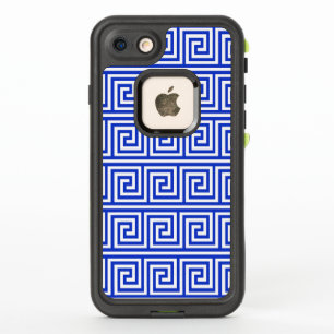 Motif Carrés Clé Méandre Grec Bleu