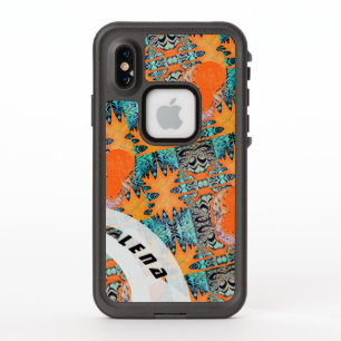 Motif fractal orange et turquoise