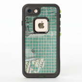 Coque LifeProof Pour iPhone Motif français des chèques turquoise (Dos)