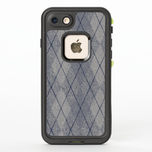 Coque LifeProof Pour iPhone Motif Jacquard gris et bleu (Dos)