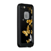Coque LifeProof Pour iPhone Papillons blancs et dorés (Dos/Droite)