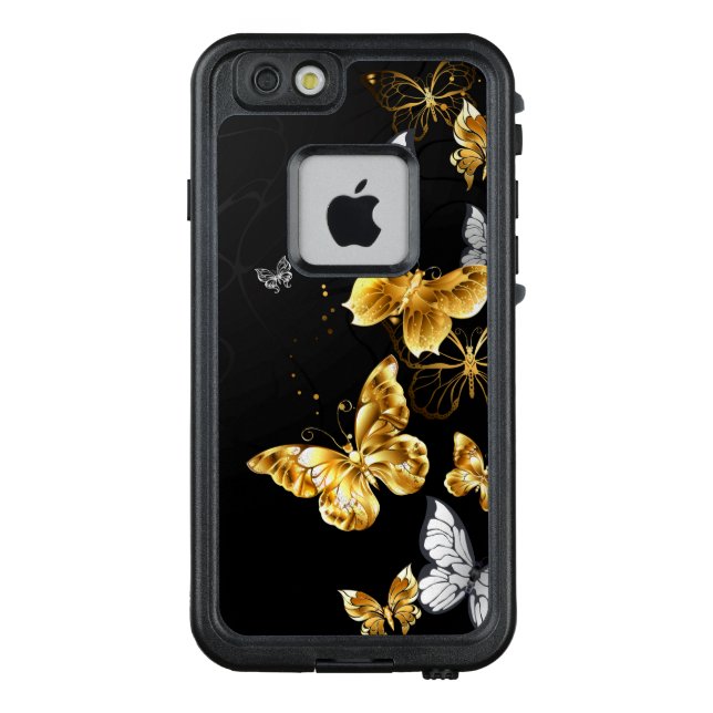 Coque LifeProof Pour iPhone Papillons dorés et blancs (Dos)