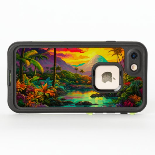 Coque LifeProof Pour iPhone Paradis tropical insulaire coloré (Dos Horizontal)