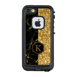 Coque LifeProof FRÄ’ Pour iPhone SE/5/5s Parties scintillant d'or et pierre noire Texture d
