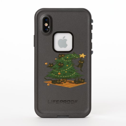 Coque LifeProof Pour iPhone Playful Black Cats Wrecking Christmas Tree – Funny (Dos)