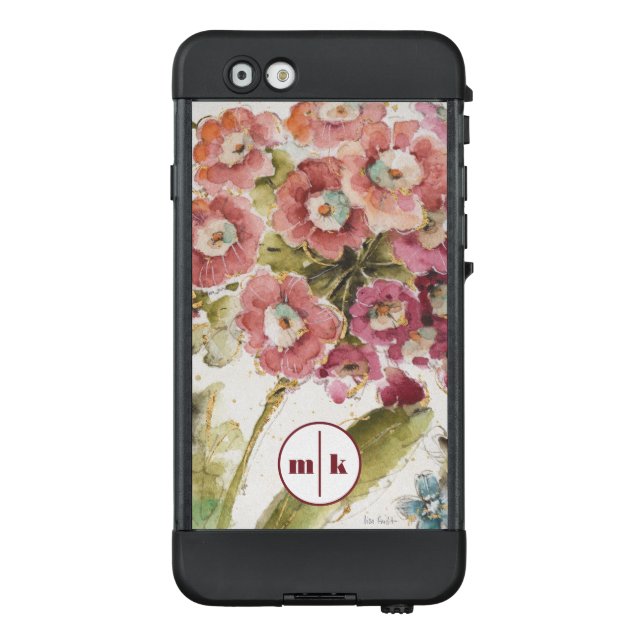Coque LifeProof Pour iPhone Primevère rose du monogramme | (Dos)
