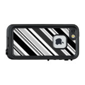 Coque LifeProof Pour iPhone Rayures grises, noires, blanches diagonales (Dos Horizontal)