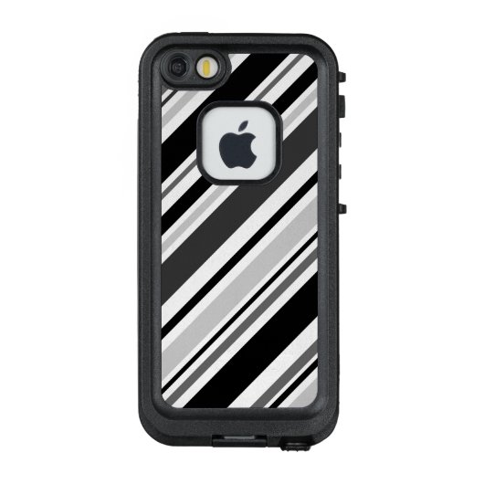 Coque LifeProof Pour iPhone Rayures grises, noires, blanches diagonales (Dos)