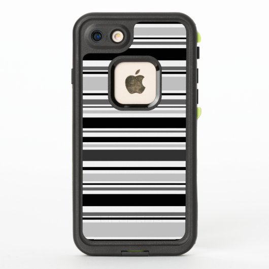Coque LifeProof Pour iPhone Rayures mélangées grises, noires, blanches (Dos)