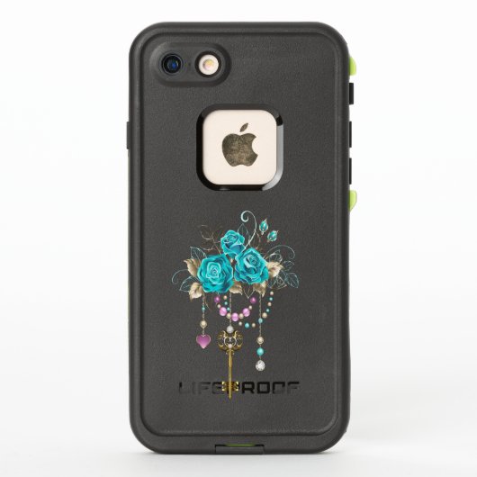 Coque LifeProof Pour iPhone Roses turquoise avec touches (Dos)