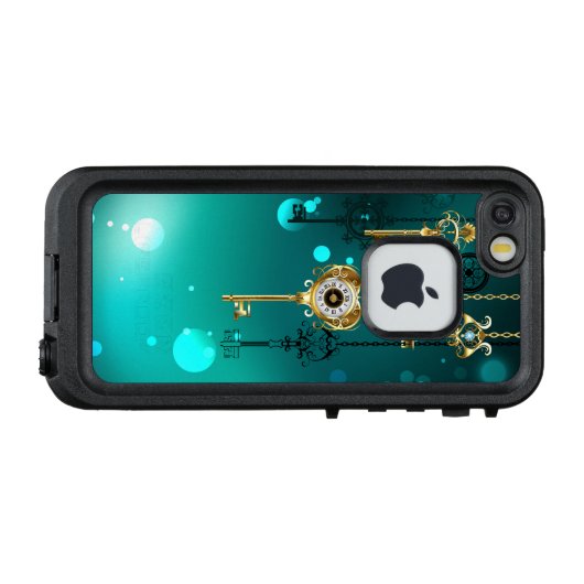 Coque LifeProof Pour iPhone Skeleton Keys on Green Background (Dos Horizontal)