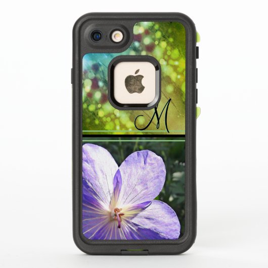 Coque LifeProof Pour iPhone Soleil à fleurs violettes (monogramme) (Dos)
