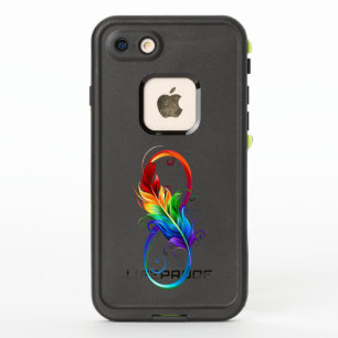 Symbole d'infini avec plume arc-en-ciel