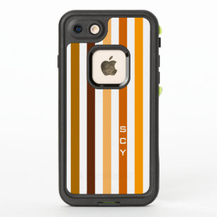 Tan Brown Orange Vertical Stripes Monogramme