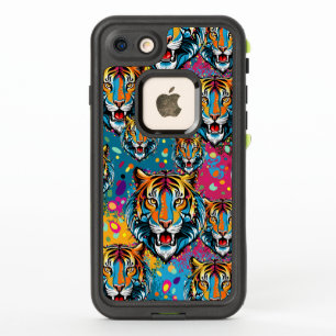 Tête de tigre couleurs arc-en-ciel peinture taches