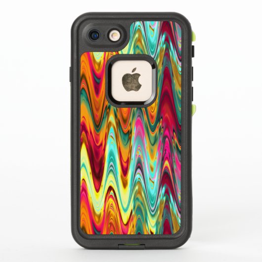 Coque LifeProof Pour iPhone Vagues arc-en-ciel colorées (Dos)