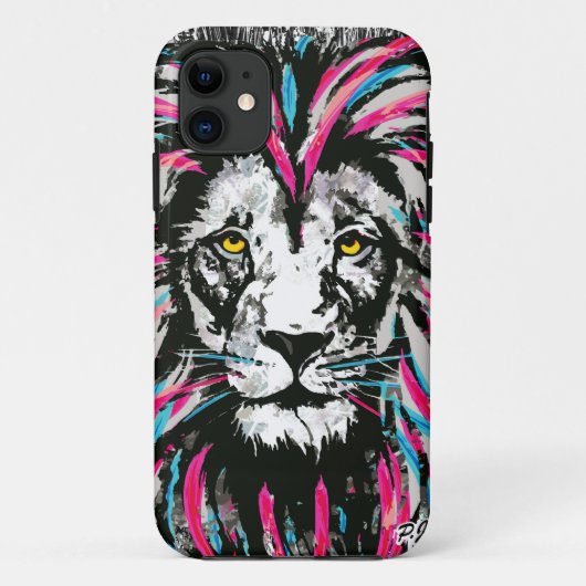 Coque Lion Head iPhone 11 | Lion rose bleu (Dos)