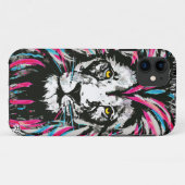 Coque Lion Head iPhone 11 | Lion rose bleu (Dos (Horizontal))