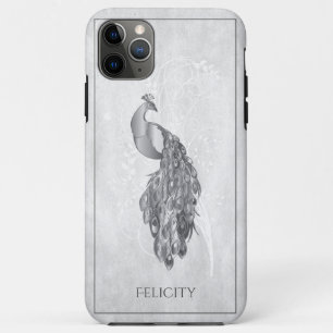 Coque-Mate élégant Silver Peacock coque iphone