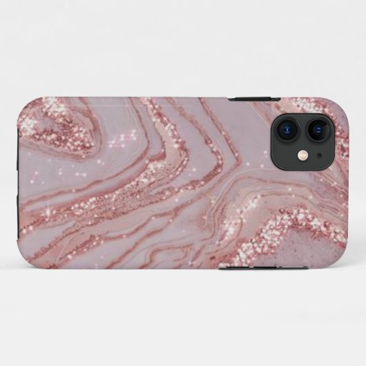 Coque-Mate Tough Rose Gold Marble iPhone 11 Coque (Dos (Horizontal))