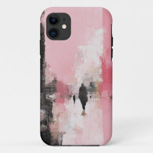Coque mobile Abstrait rose et noir