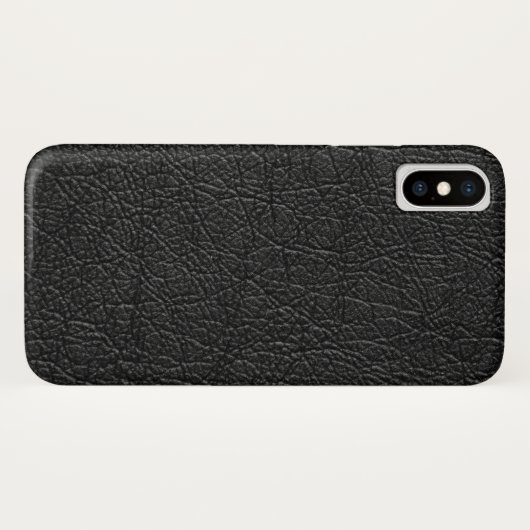 Coque mobile en cuir noir (Dos (Horizontal))