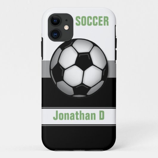 Coque moderne Soccer Ball vert personnalisé iPhone (Dos)
