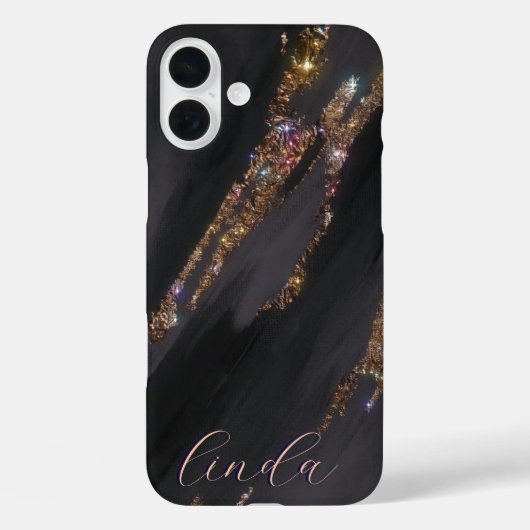 Coque Monogrammé Black Gold moderne - Mate iPhone (Verso)