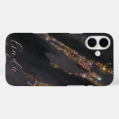 Coque Monogrammé Black Gold moderne - Mate iPhone (Verso (horizontal))