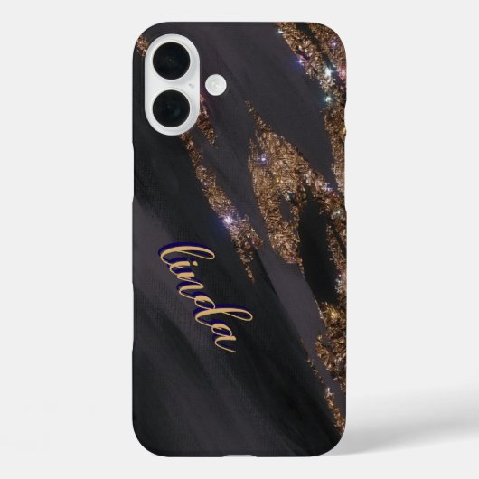 Coque Monogrammé Black Gold moderne - Mate iPhone (Verso)