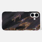 Coque Monogrammé Black Gold moderne - Mate iPhone (Verso (horizontal))